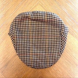 Barbour Vintage Wool Flat Cap, Houndstooth Tweed
